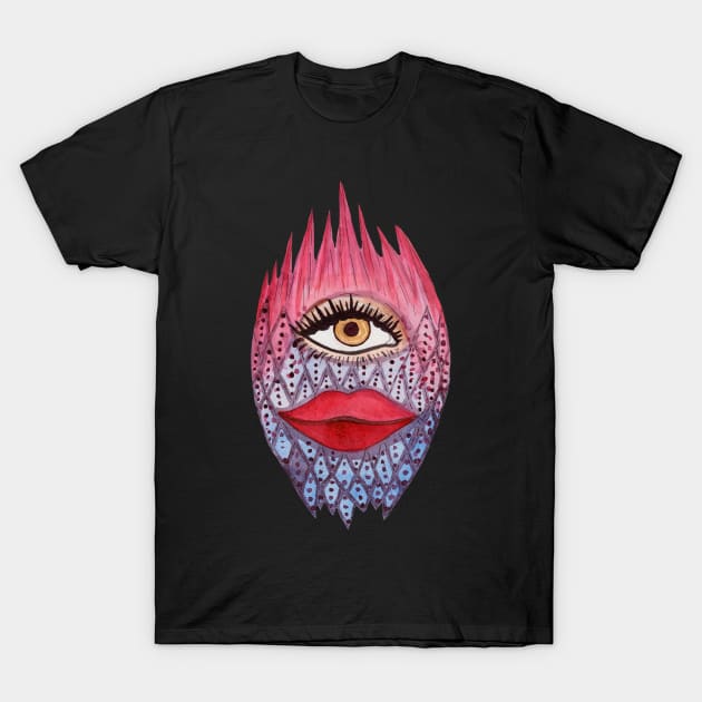 Colorful eye lips face T-Shirt by deadblackpony